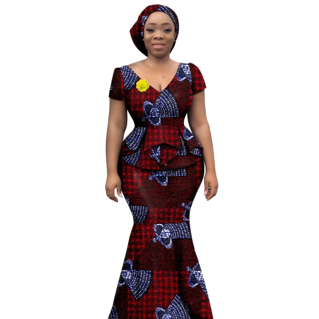 Buy Elegant African Dress – Women’s Printed V-Neck Office, Party & Evening Occasion Dress for only $73.76 at Flexi Africa!