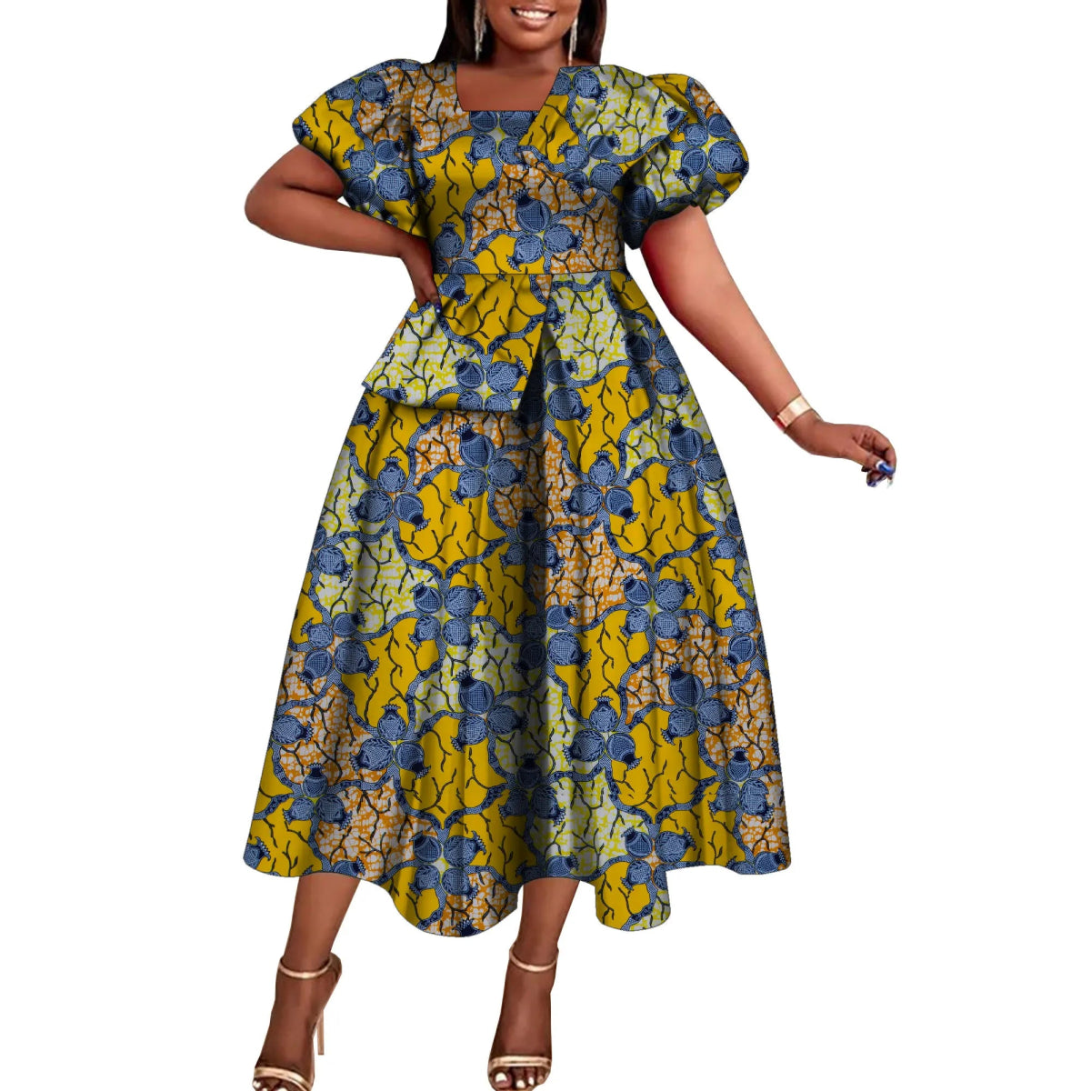 African Dresses for Women Fashion Africain Femmel Short Sleeve Dresses Dashiki Party Clothes for Women WY10485 - Free Delivery Worldwide only at Flexi Africa
