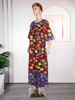 African Embroidered Bazin Dress for Women – Floral Boho Ankara Long Robes - Free Delivery Worldwide only at Flexi Africa