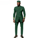 African Ethnic New Men's Casual Suit - Refined and Fitted Style - Party Dress - Fashionable Men's Clothing (Top + Pants + Hat) - Free Delivery Worldwide only at Flexi Africa