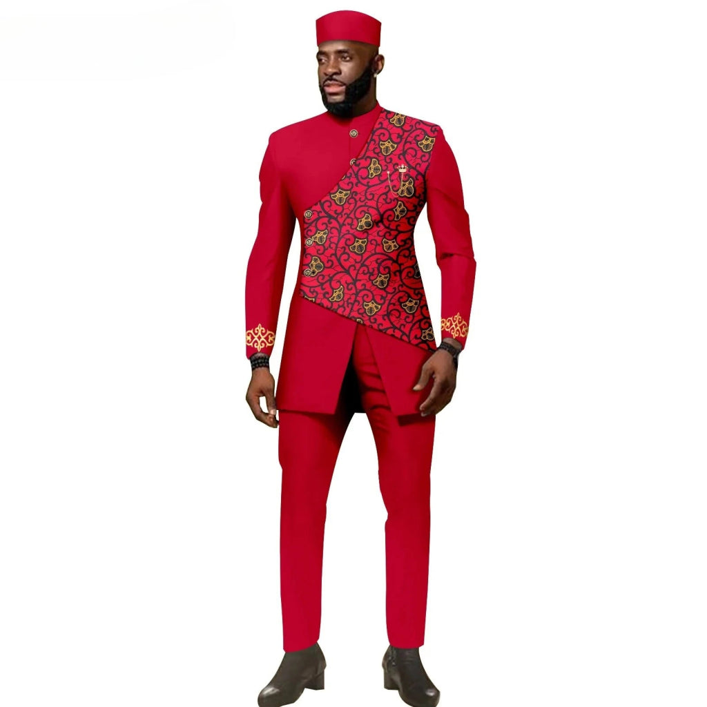 African Ethnic New Style Men's Suit - Elegant and Fitted Design - Fashionable Men's Clothing - Free Delivery Worldwide