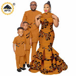 African Family Matching Outfits – Dashiki Women’s Long Mermaid Dress with Men & Boys Shirt and Pant Sets, - Free Delivery Worldwide only at Flexi Africa
