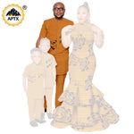 African Family Matching Outfits – Dashiki Women’s Long Mermaid Dress with Men & Boys Shirt and Pant Sets, - Free Delivery Worldwide only at Flexi Africa