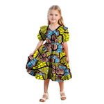 African Girls’ Ankara Print Dress with Double Ruffle Collar – Bazin Riche Children’s Party Dress - Free Delivery Worldwide only at Flexi Africa