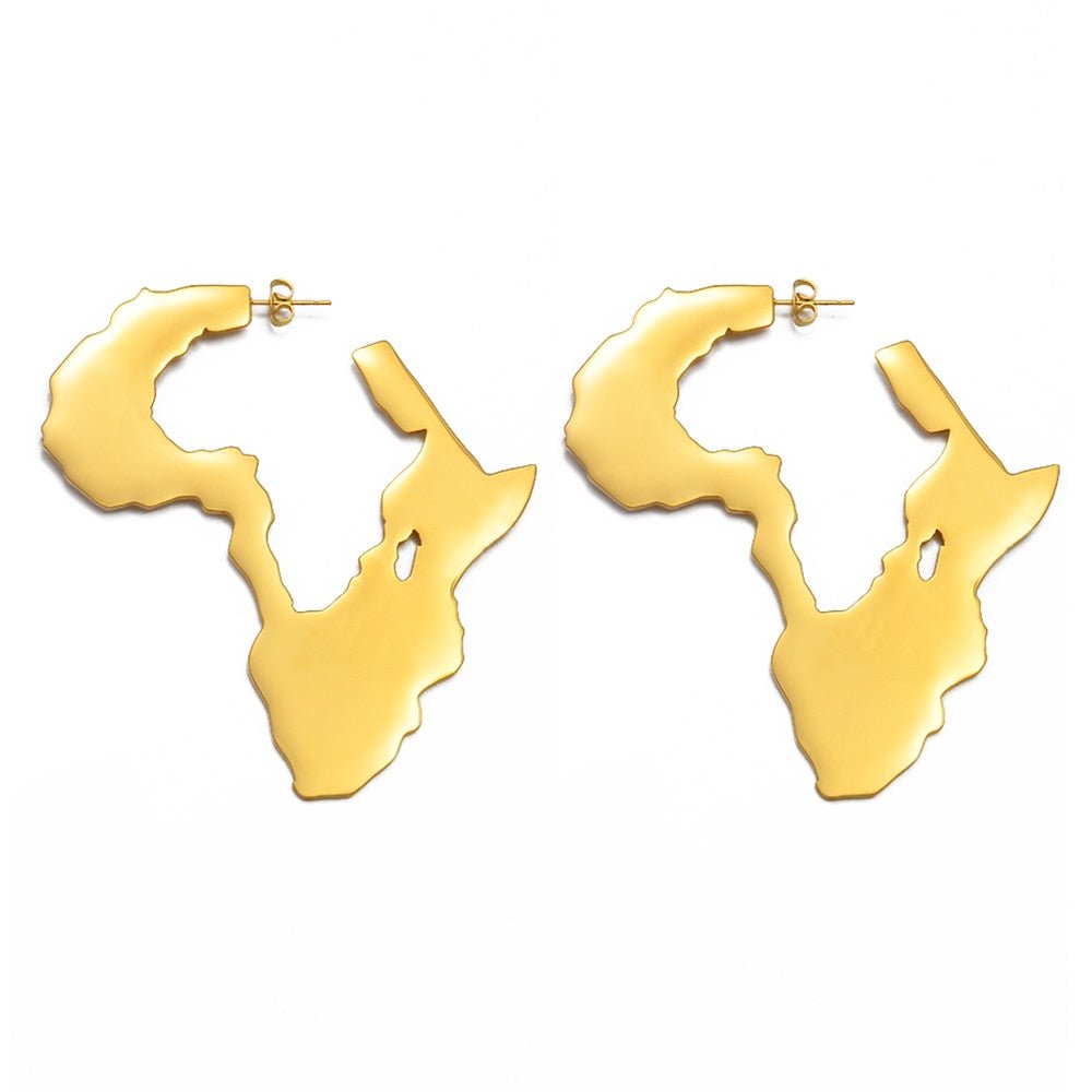 African Map Big Earrings Wedding Stud - Free Delivery Worldwide only at Flexi Africa