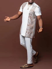 Buy African Men Short Sleeve Outfit Summer Africa Men'S T-Shirt Polo Shirts 2PC Sets for only $101.16 at Flexi Africa