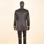 African Men’s Bazin Riche Suit – Gold Embroidered Coat and Pants Set for Weddings and Formal Occasions - Free Delivery Worldwide only at Flexi Africa