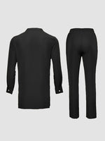 African Men’s Dashiki Outfit Set – Embroidered Round Neck Shirt & Elastic Waist Trousers (2PCS) - Free Delivery Worldwide only at Flexi Africa