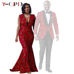 African Mermaid Dress & Matching Men’s Suit Set – Dashiki Couple Outfit for Weddings and Special Events - Free Delivery Worldwide only at Flexi Africa