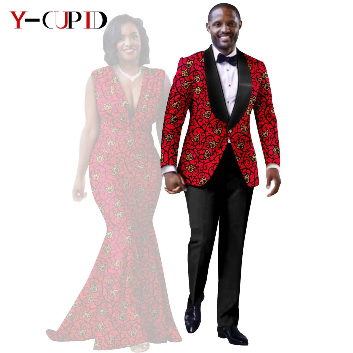 African Mermaid Dress & Matching Men’s Suit Set – Dashiki Couple Outfit for Weddings and Special Events - Free Delivery Worldwide only at Flexi Africa