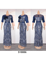 Elegant African Dashiki Ankara Sequin Evening Gown - Free Delivery Worldwide only at Flexi Africa