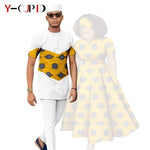 African Print Couple Matching Set – Women’s Long Dress & Men’s Dashiki Pant Outfit - Free Delivery Worldwide only at Flexi Africa