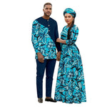African Print Couple Outfit Set – Women’s Long Tutu Dress & Men’s Dashiki Suit Top and Pants - Free Delivery Worldwide only at Flexi Africa