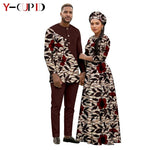 African Print Couple Outfit Set – Women’s Long Tutu Dress & Men’s Dashiki Suit Top and Pants - Free Delivery Worldwide only at Flexi Africa