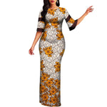 African Print Dashiki Bodycon Maxi Dress – Half Sleeve Ankara Party Wear - Free Delivery Worldwide only at Flexi Africa