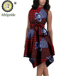 African Print Dresses for Women – Sleeveless Dashiki Ankara Knee Dress with Belt - Free Delivery Worldwide only at Flexi Africa