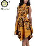 African Print Dresses for Women – Sleeveless Dashiki Ankara Knee Dress with Belt - Free Delivery Worldwide only at Flexi Africa