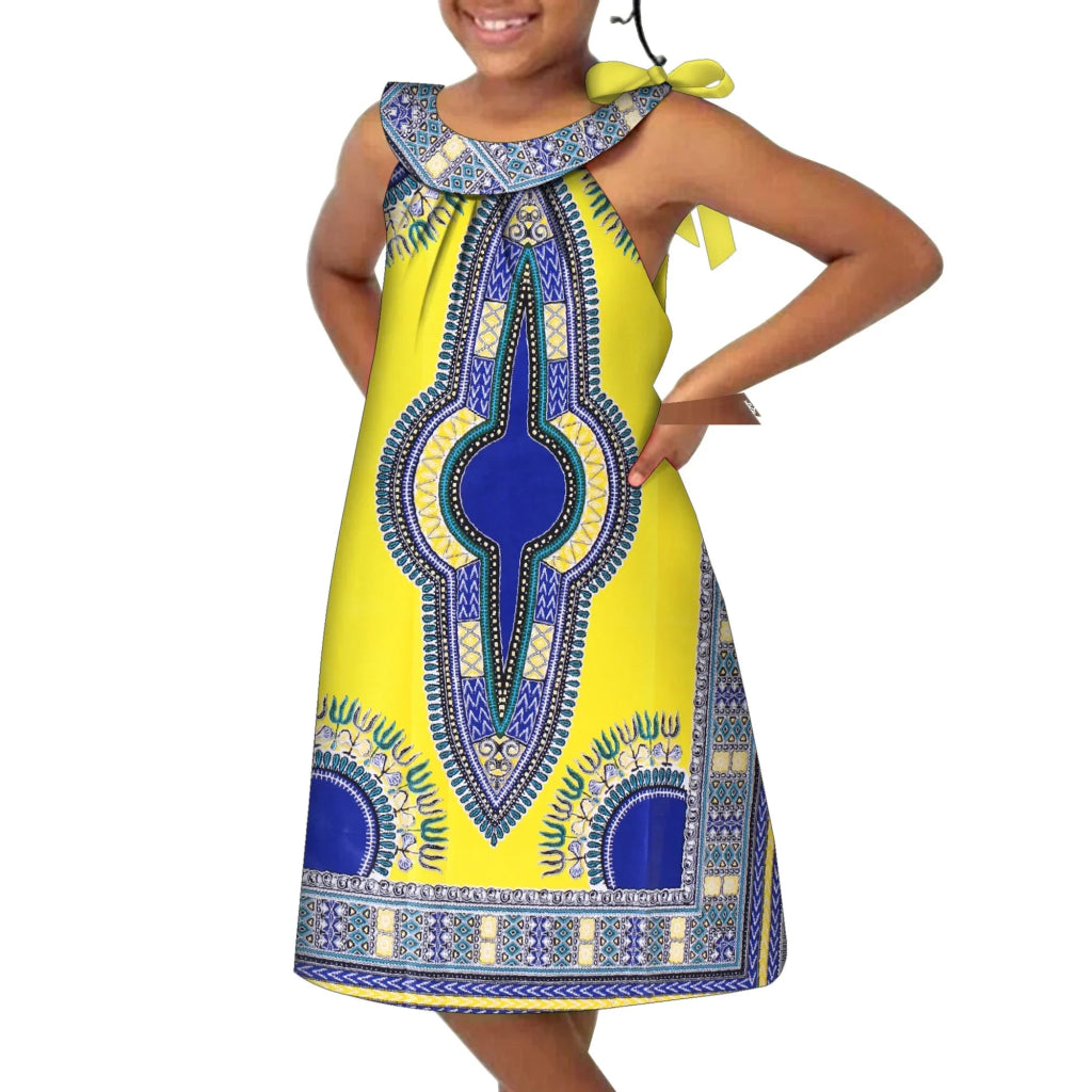 African Print Sleeveless Dress for Baby Girls – Dashiki Tribal Style - Free Delivery Worldwide only at Flexi Africa
