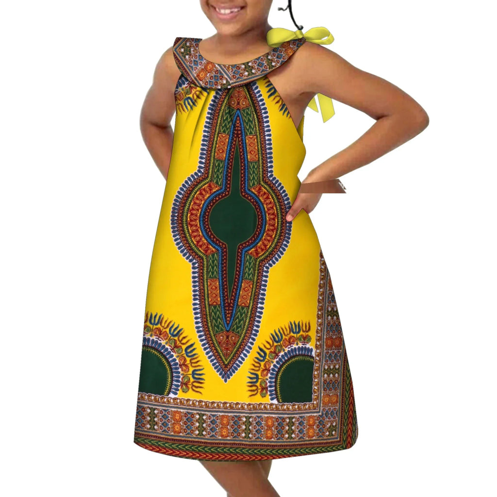 African Print Sleeveless Dress for Baby Girls – Dashiki Tribal Style - Free Delivery Worldwide only at Flexi Africa