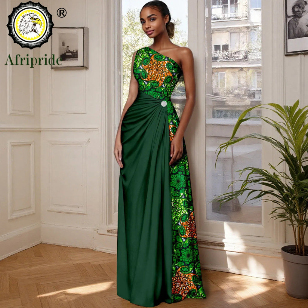 African Sleeveless Off - Shoulder Maxi Dresses for Women | High - Waist Ankara Party Wear - Free Delivery Worldwide only at Flexi Africa
