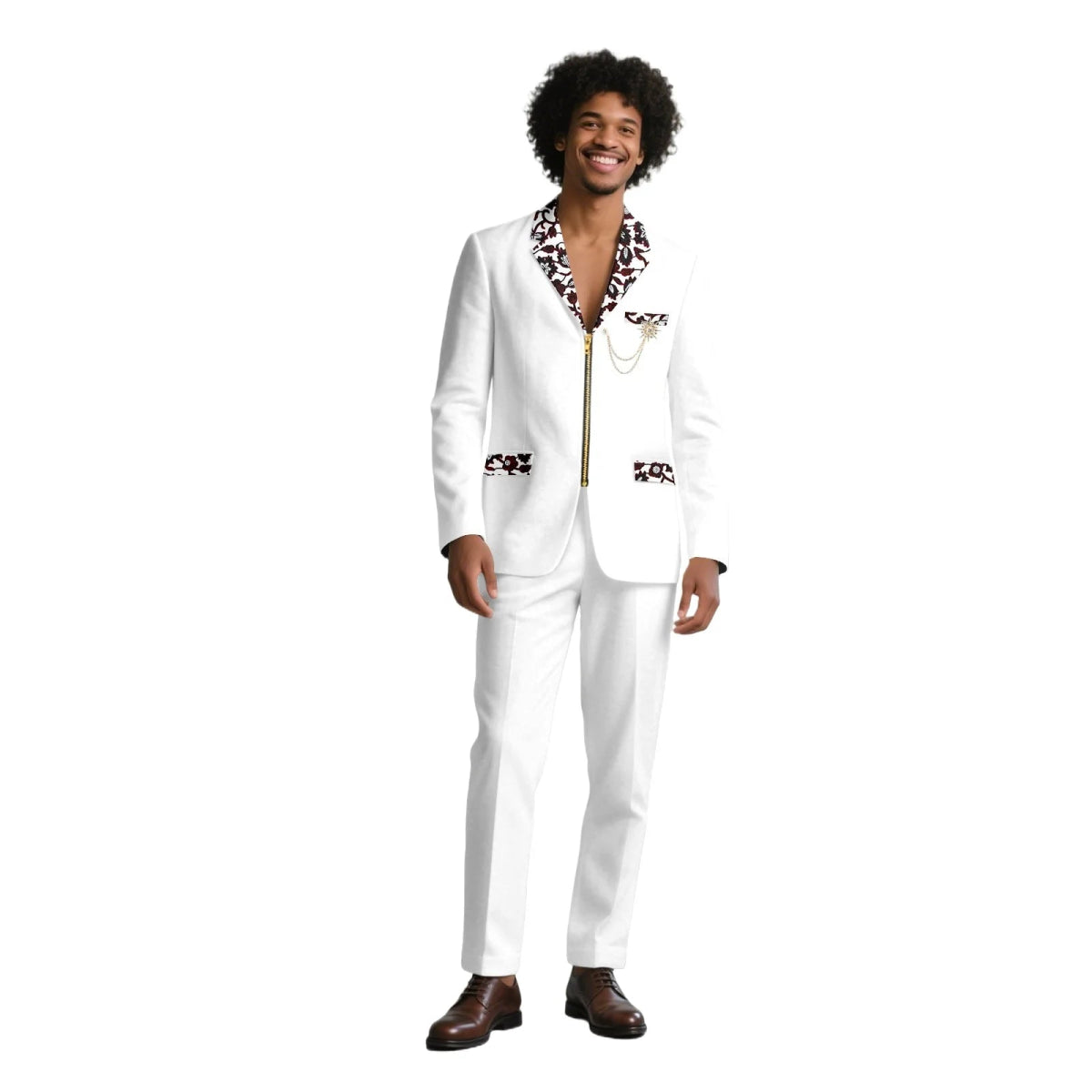 African Suits for Men Traditional Wedding Designed Slim Fit Jacket Pants Set with Breastbin High Quality Suit Mens Clothes - Free Delivery Worldwide only at Flexi Africa