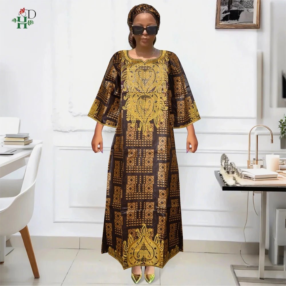African Traditional Dress for Women – Kanga Dashiki Bazin Robe, Elegant Evening & Party Wear - Free Delivery Worldwide only at Flexi Africa