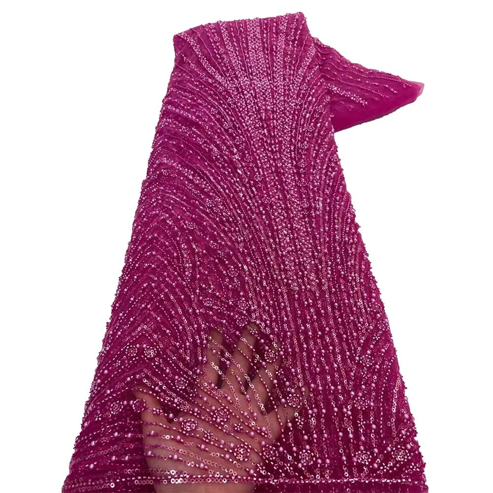 African Various Lace Fabric – Premium Handmade Beaded Embroidery for Elegant Dresses - Free Delivery only at Flexi Africa