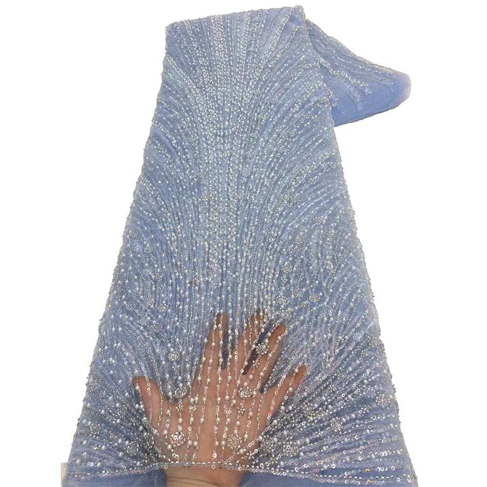 African Various Lace Fabric – Premium Handmade Beaded Embroidery for Elegant Dresses - Free Delivery Worldwide only at Flexi Africa