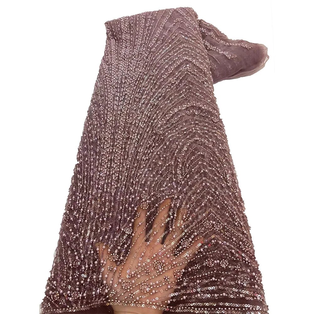 African Various Lace Fabric – Premium Handmade Beaded Embroidery for Elegant Dresses - Free Delivery Worldwide only at Flexi Africa