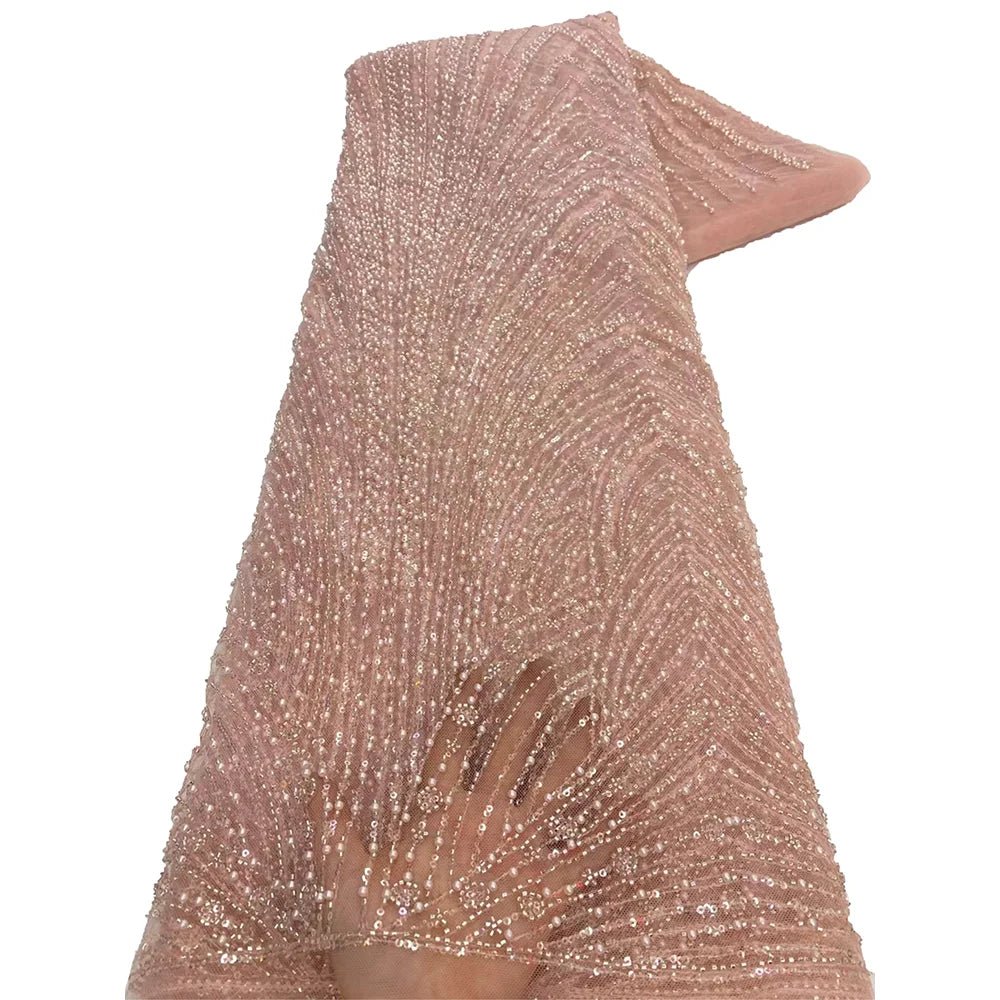 African Various Lace Fabric – Premium Handmade Beaded Embroidery for Elegant Dresses - Free Delivery only at Flexi Africa