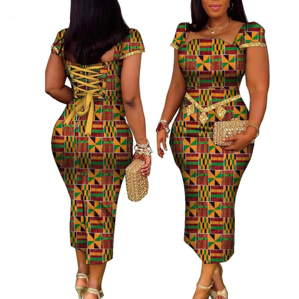 African Wax Print Summer Gown for Women – Elegant Ankara Bandage Dress - Free Delivery Worldwide only at Flexi Africa
