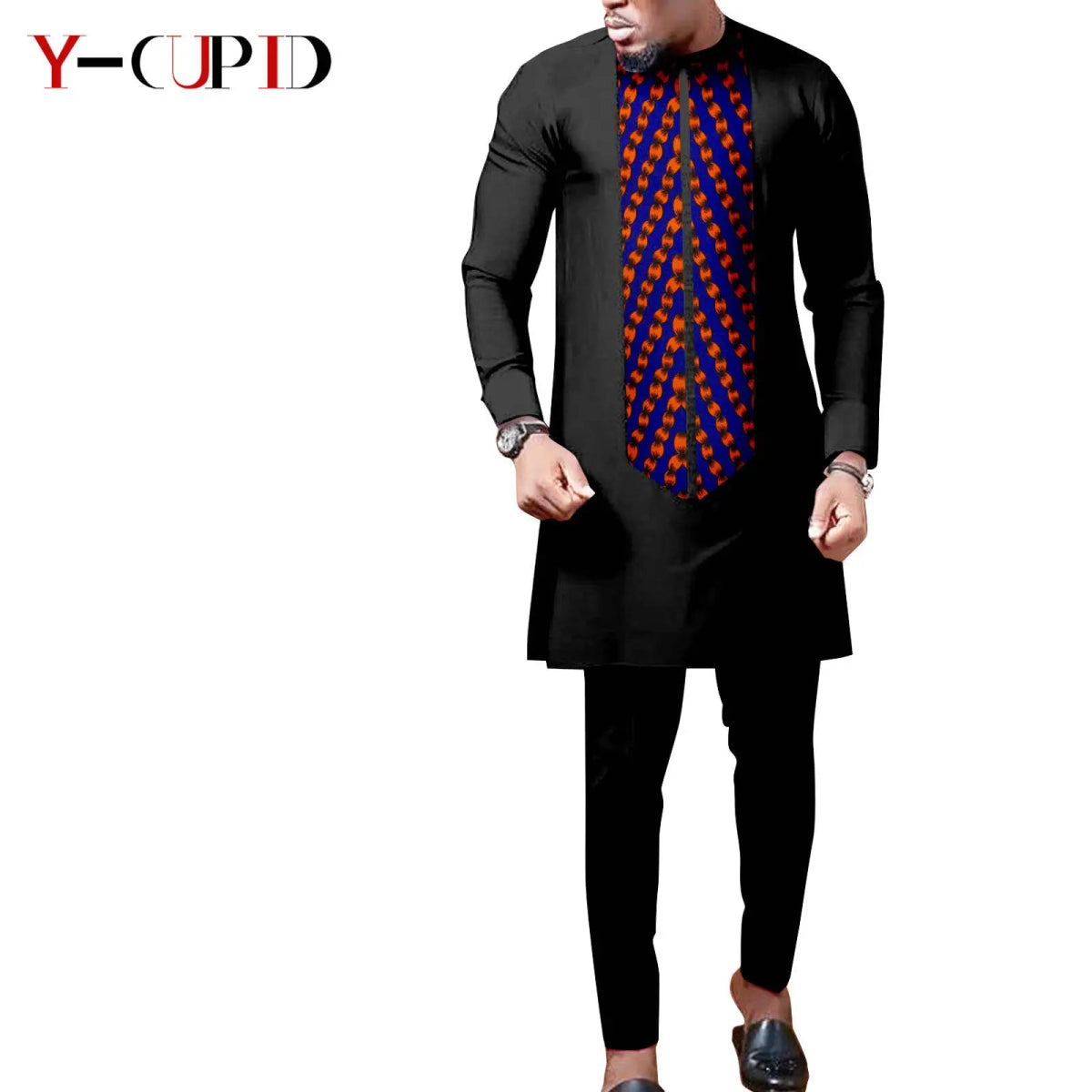 African Wedding Couple Set – Women’s Dashiki Print Dress & Men’s Kaftan Top and Pant Outfit - Free Delivery Worldwide only at Flexi Africa