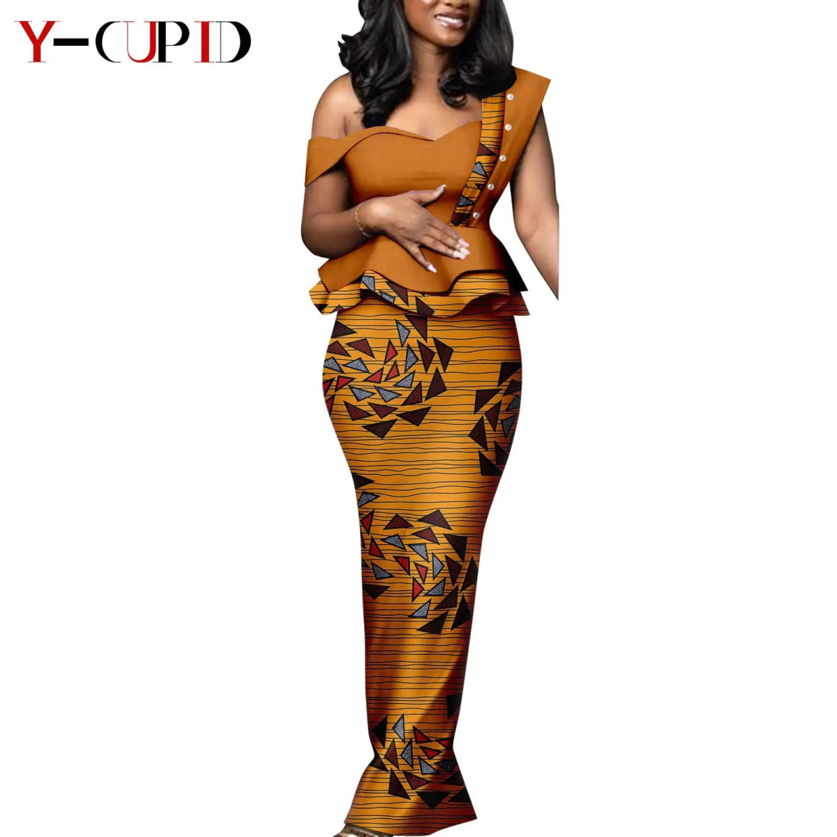 African Wedding Couple Set – Women’s Dashiki Print Dress & Men’s Kaftan Top and Pant Outfit - Free Delivery Worldwide only at Flexi Africa