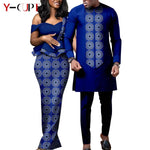 African Wedding Couple Set – Women’s Dashiki Print Dress & Men’s Kaftan Top and Pant Outfit - Free Delivery Worldwide only at Flexi Africa