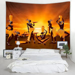 African Women Sunset Silhouette Wall Tapestry – Tribal Culture Art - Free Delivery Worldwide only at Flexi Africa