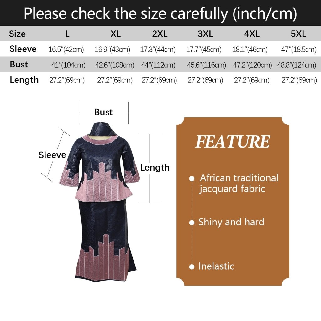 African Women’s 3PC Outfit – 3/4 Sleeve Top, Wrapper Skirt & Matching Scarf Set - Free Delivery Worldwide only at Flexi Africa