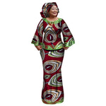 African Women’s Ankara Print 2PC Outfit – Long Sleeve Dashiki Top & Skirt Set with Matching Headwrap - Free Delivery Worldwide only at Flexi Africa