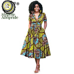 African Women’s Dress – Elegant V - Neck Short Sleeve High - Waist Formal Dress - Free Delivery Worldwide only at Flexi Africa
