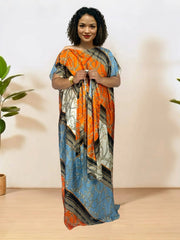 Buy African Women's Elegant Dress - Full-Body Floral Print Loose Fit Maxi Dress with Color for only $13.16 at Flexi Africa!