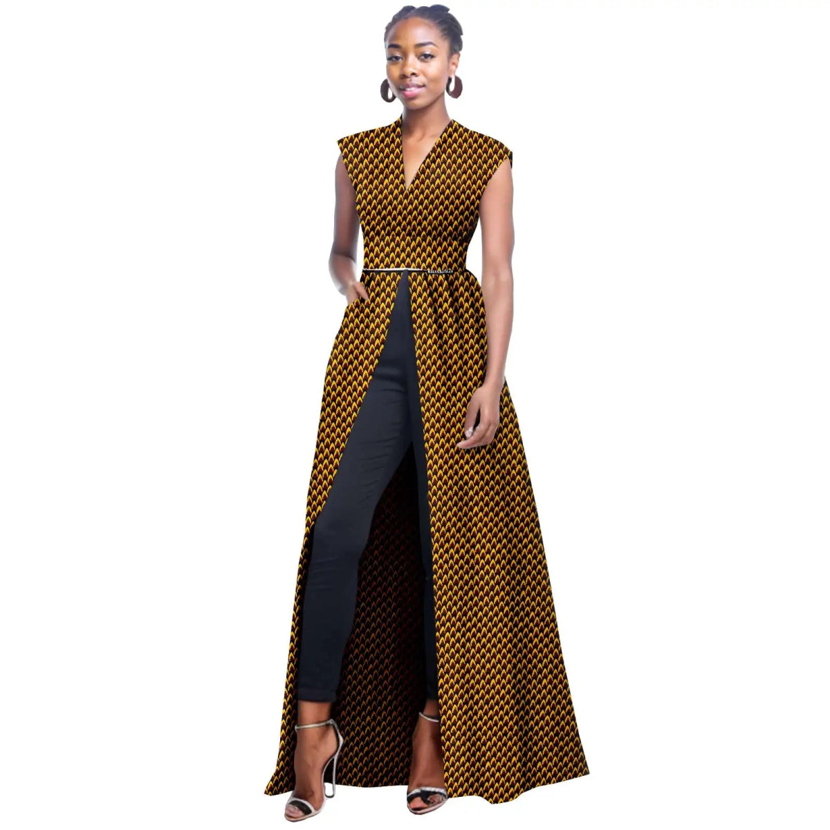 African Women's Sleeveless V - Neck Dress – Bold, Sexy, and Stylish - Free Delivery Worldwide only at Flexi Africa