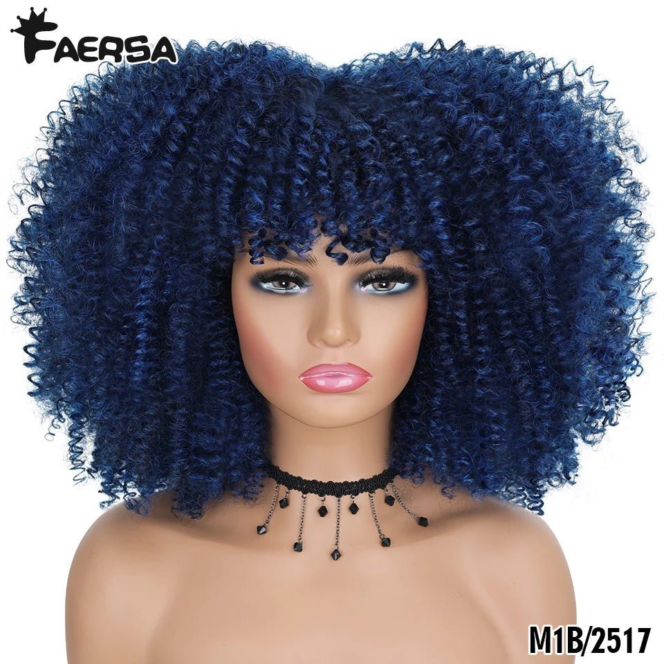 Afro Kinky Curly Wig for Black Women - Short, Synthetic, Blonde, Red, Ombre, Glueless, High - Free Delivery Worldwide