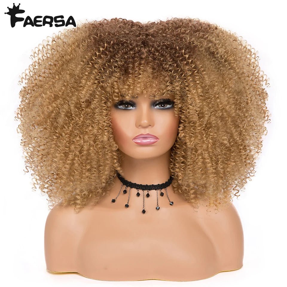 Afro Kinky Curly Wig for Black Women - Short, Synthetic, Blonde, Red, Ombre, Glueless, High - Free Delivery Worldwide