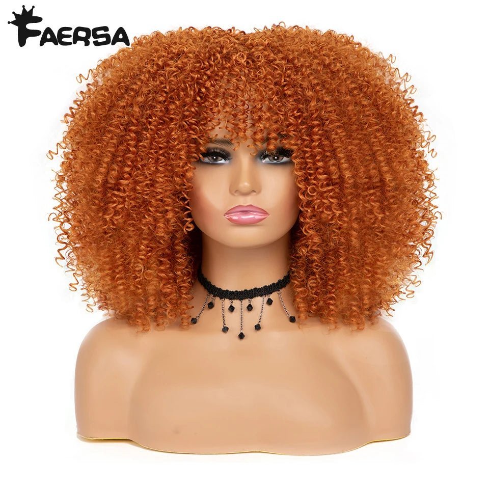 Afro Kinky Curly Wig for Black Women - Short, Synthetic, Blonde, Red, Ombre, Glueless, High - Free Delivery Worldwide