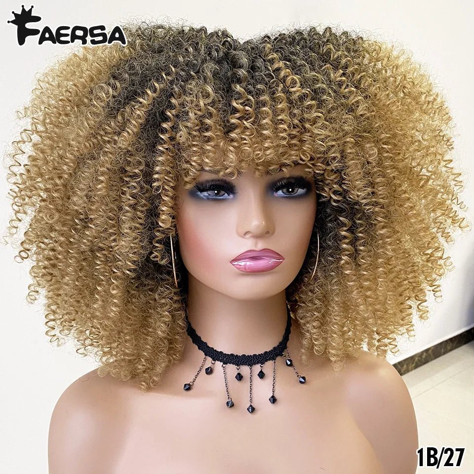 Afro Kinky Curly Wig for Black Women - Short, Synthetic, Blonde, Red, Ombre, Glueless, High - Free Delivery Worldwide