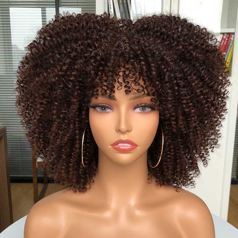 Afro Kinky Wig 14" with Bangs for Black Women - Perfect for Cosplay and Natural Hair Looks - Free Delivery Worldwide