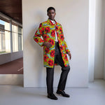 Ankara Long Blazer for Men – Bold Geometric Floral African Coat - Free Delivery Worldwide only at Flexi Africa