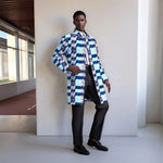 Ankara Long Blazer for Men – Bold Geometric Floral African Coat - Free Delivery Worldwide only at Flexi Africa