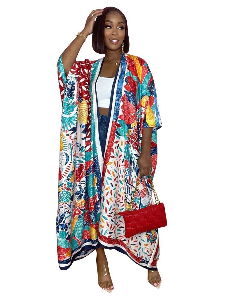 Bohemian Printed Beach Cover Up Kimono for Women - Vintage Style Bikini and Bathing Suit Wraps - Free Delivery Worldwide only at Flexi Africa