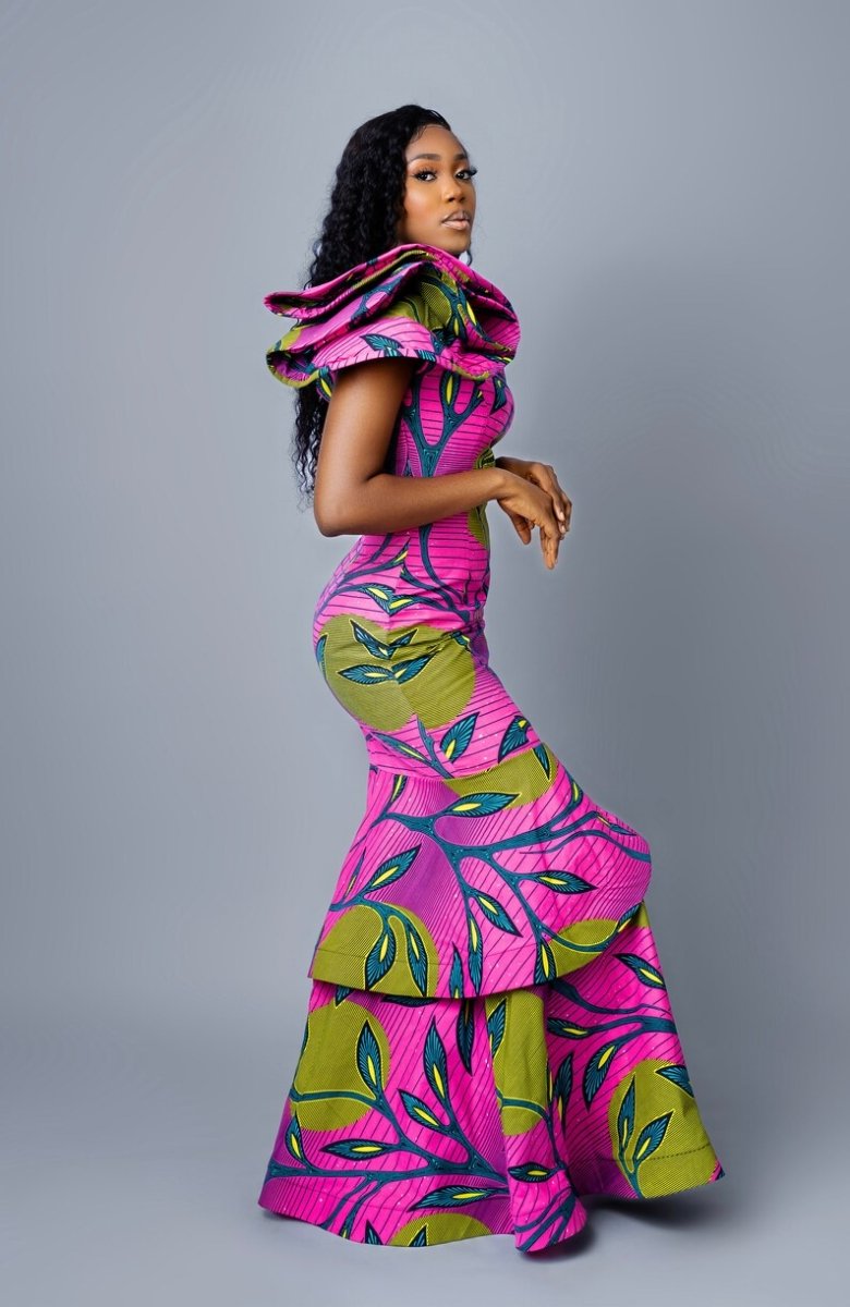 Box of 10 African Print Habiti Evening Dresses | Wholesale Ankara Clothing - Free Delivery Worldwide only at Flexi Africa