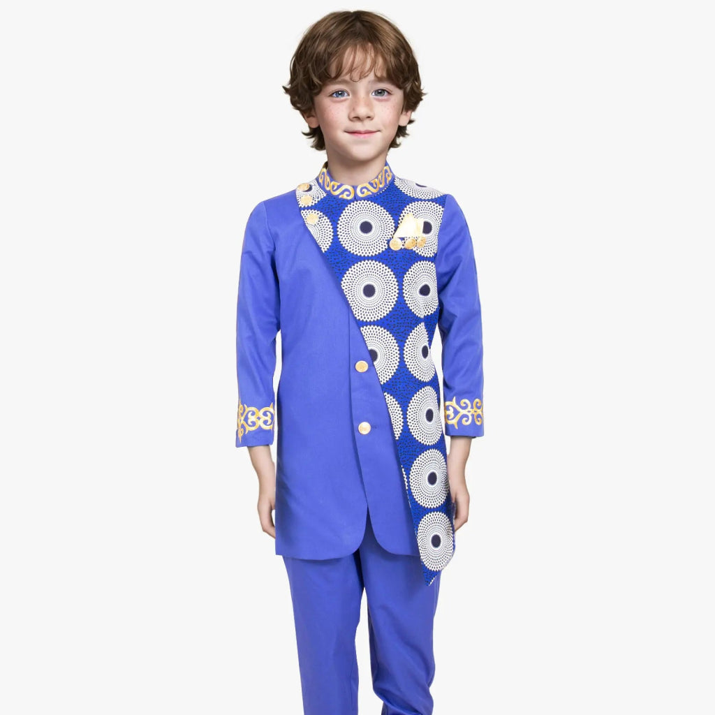 Boys African Dashiki Suit – Bazin Riche Formal Jacket & Pant Set - Free Delivery Worldwide only at Flexi Africa